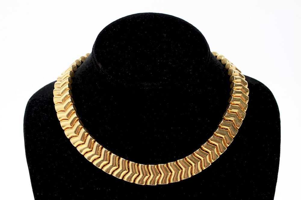 Appraisal: Adriano Chimento K Gold Chevron Choker Necklace Adriano Chimento K