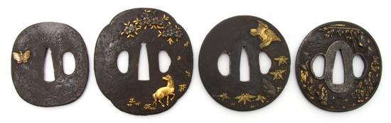 Appraisal: A Group of Four Iron Tsuba th century and later