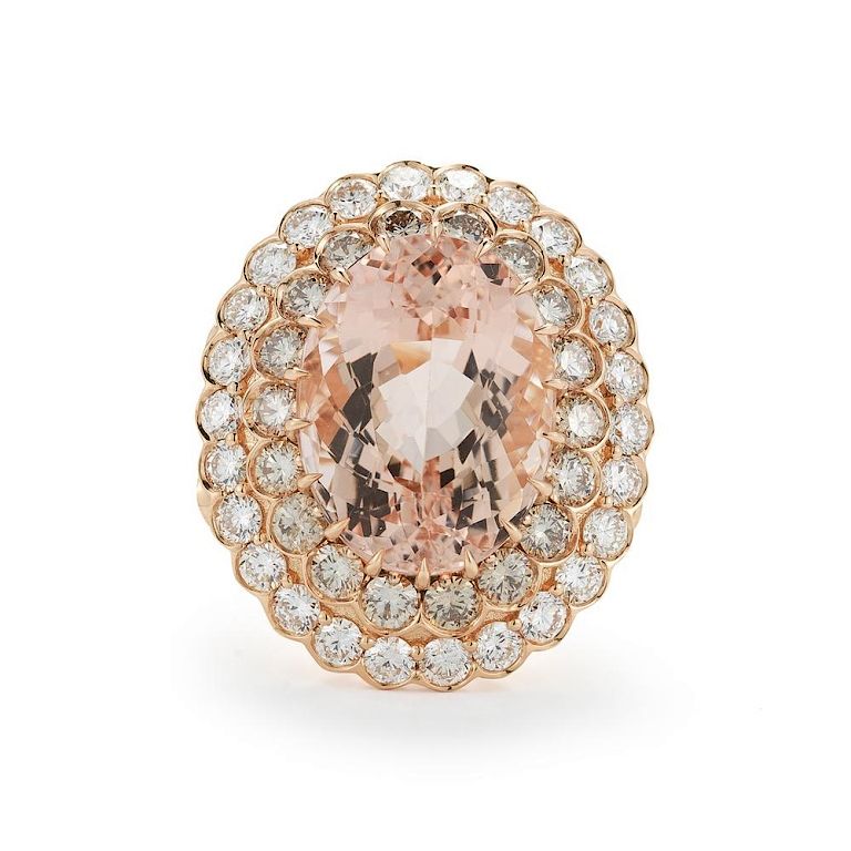 Appraisal: K Pink Gold ct Morganite and Diamond Ring MORGANITE AND