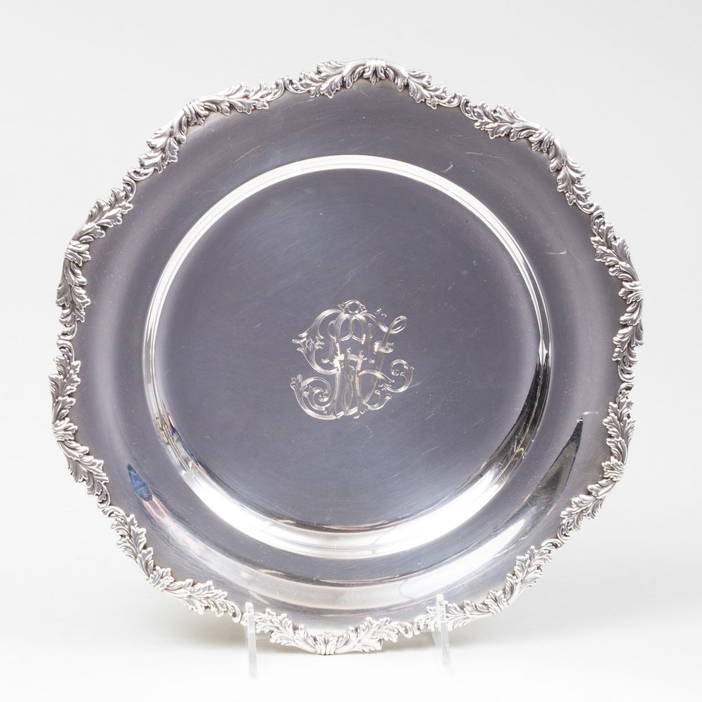 Appraisal: Italian Silver Monogrammed Charger Marked ' ' in diam oz