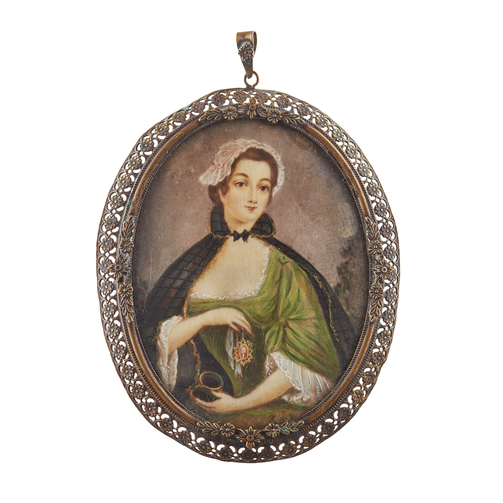 Appraisal: YA PORTRAIT MINIATURE OF FLORA MACDONALD AFTER I MARKLUIN oil