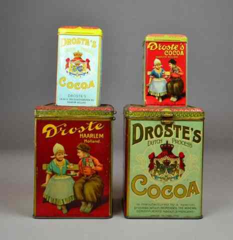 Appraisal: PCS TINWARE - DROSTE COCOA HOLLANDIncluding four various sized polychrome