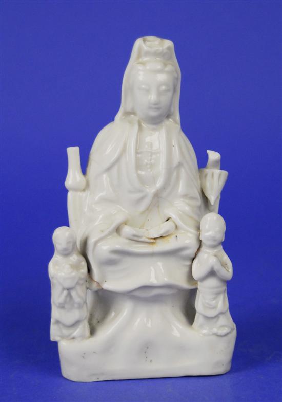 Appraisal: CHINESE BLANC DE CHINE FIGURE OF GUANYIN th century with