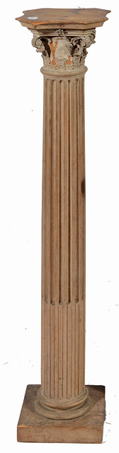 Appraisal: A PINE CORINTHIAN COLUMN PEDESTAL on a square base high