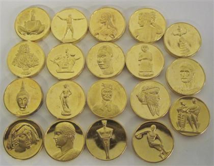 Appraisal: Collection of medalsComprising of historic occasions covered in gold wash