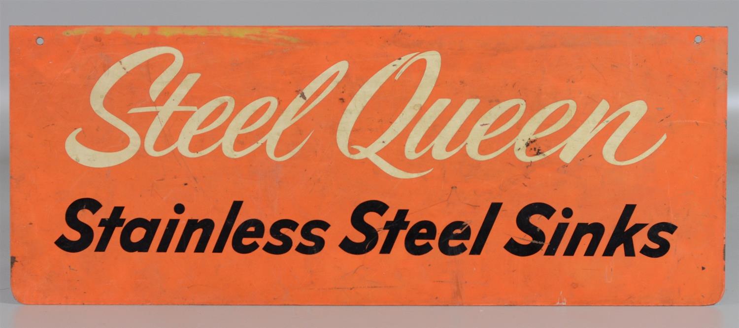 Appraisal: Enameled Metal Steel Queen Stainless Steel Sinks Sign - x