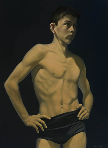 Appraisal: ROBERT BLISS Standing Boy in Dark Swim Trunks Oil on