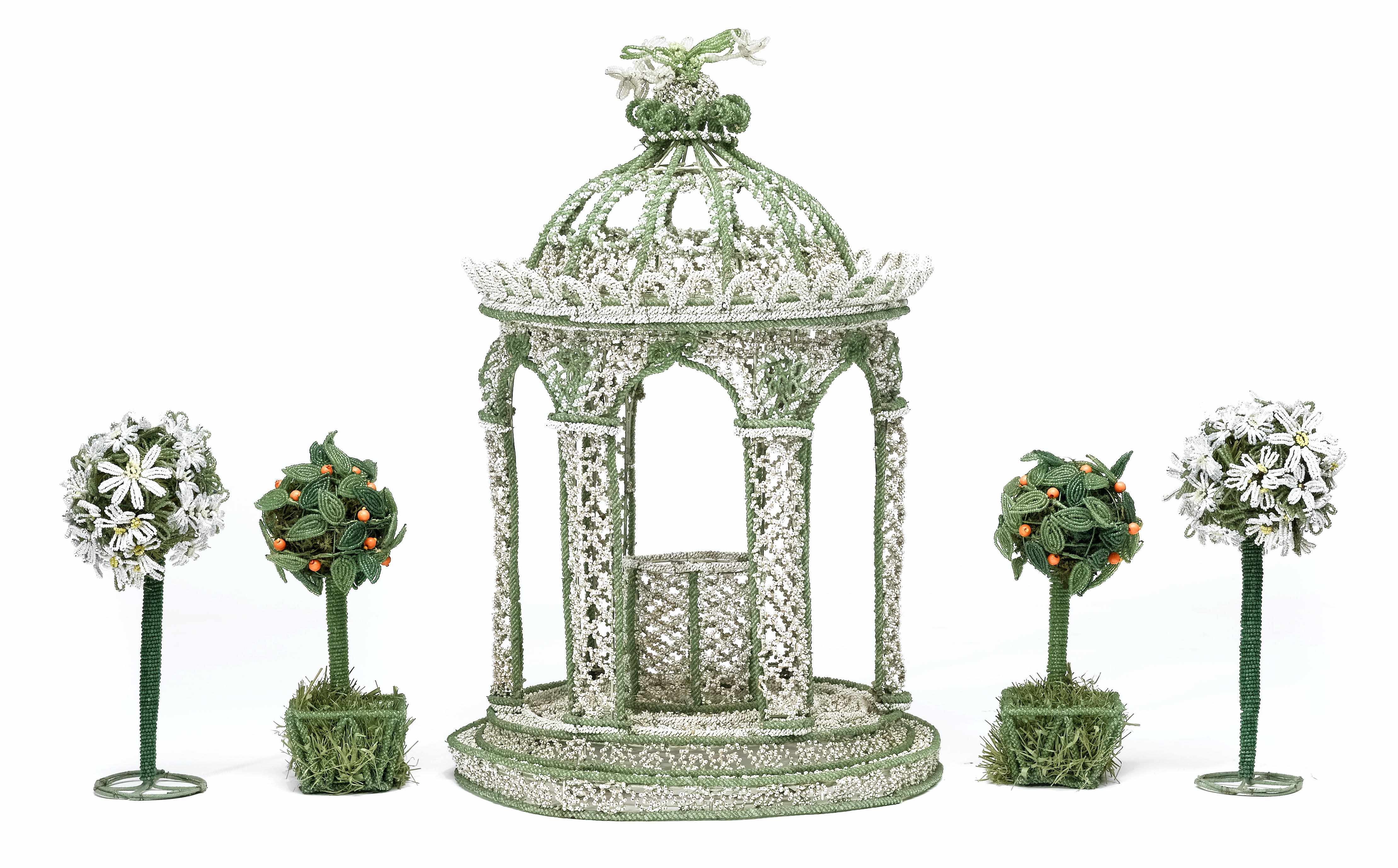 Appraisal: A whimsical beadwork table centerpiece th century Modeled as a