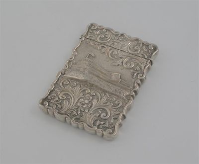 Appraisal: A Victorian embossed 'castletop' card case with a view of