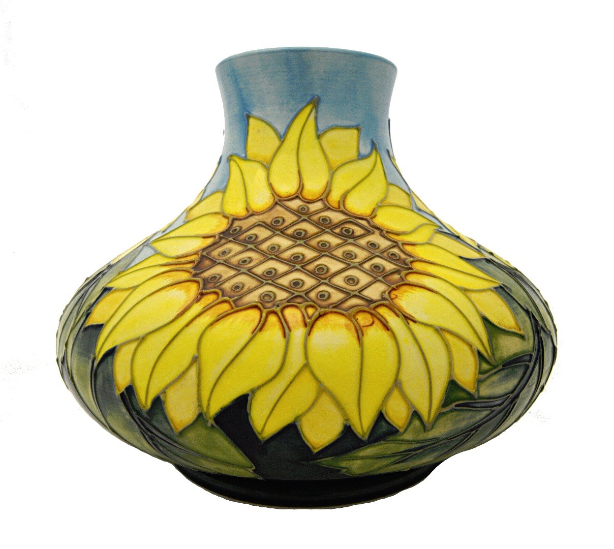 Appraisal: A Moorcroft 'Sunflower' vase circa blue ground cm high boxed