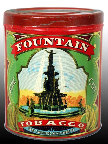 Appraisal: Fountain Tobacco Canister Description Manufactured by Penn Tobacco Company in