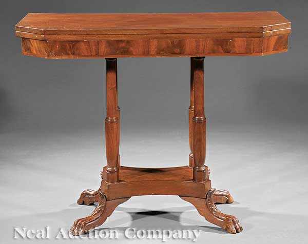 Appraisal: An American Late Classical Carved Mahogany Games Table th c