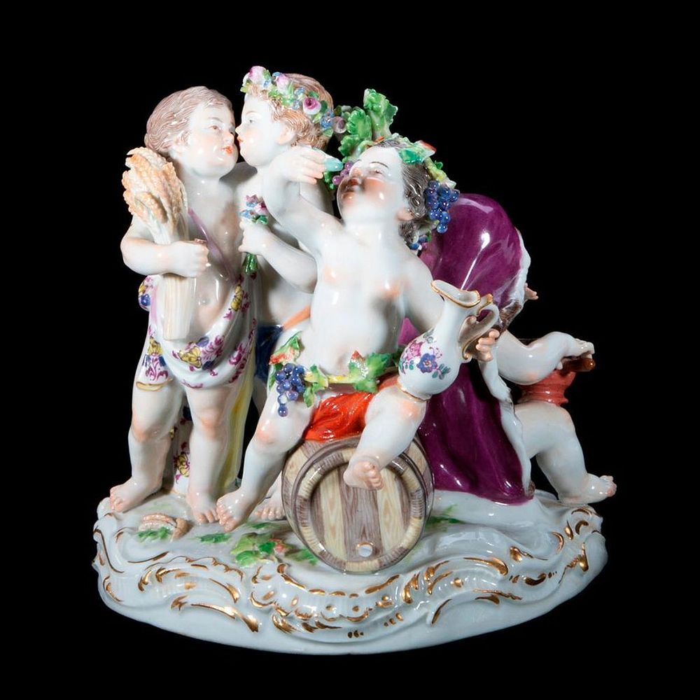 Appraisal: Meissen Frolicing Putti Group Meissen group of four frolicking Putti