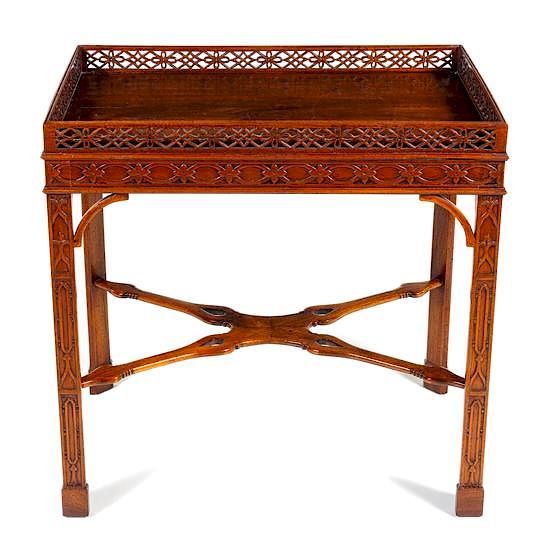 Appraisal: A George III Style Mahogany Silver Table Height x width