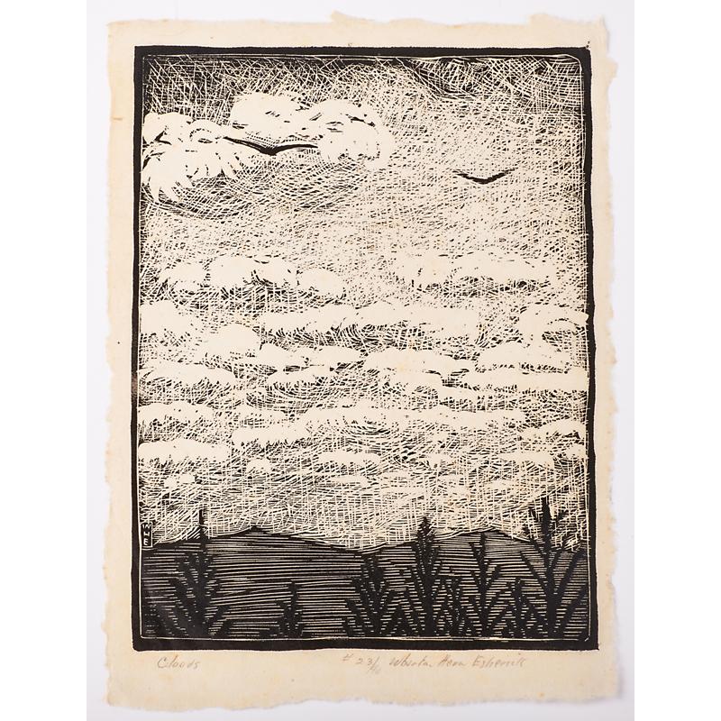 Appraisal: WHARTON ESHERICK Woodblock print Clouds Condition Report Very good overall