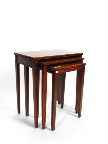 Appraisal: Set of three mahogany nesting tables with satinwood and ebony