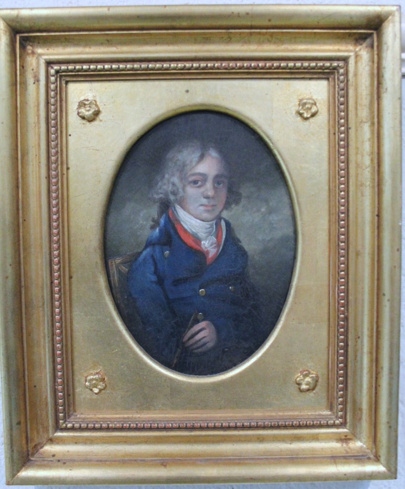 Appraisal: English School Gentleman in naval jacket quarter profile oil on