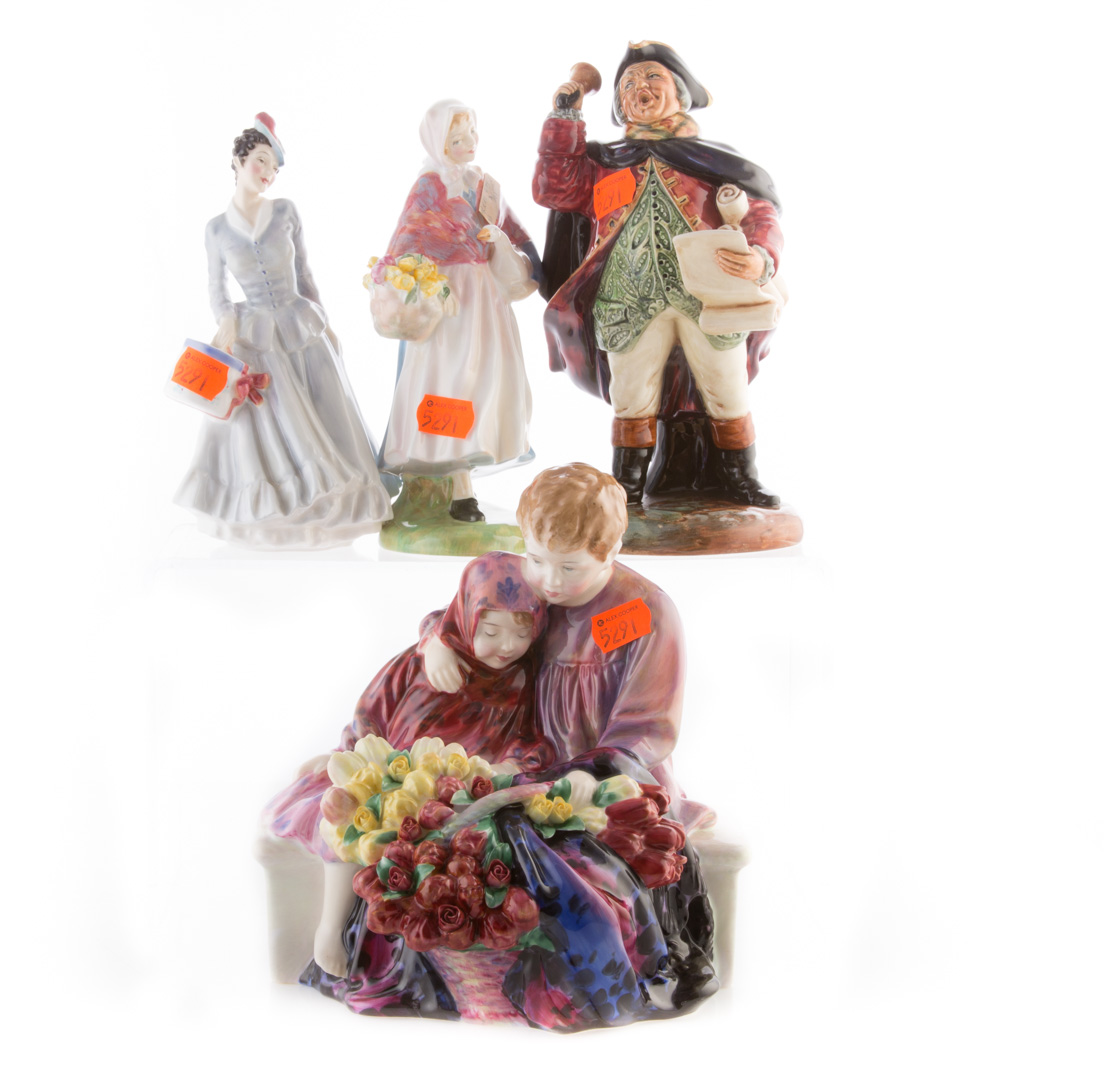 Appraisal: Four Royal Doulton china figures including Market Day Midinelle The