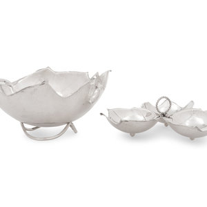 Appraisal: Two American Silver Leaf-Form Serving Bowls Alfred Sciarrotta Mid- th