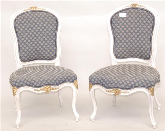 Appraisal: PAIR OF ANTIQUE LOUIS STYLE SIDE CHAIRS Painted white H