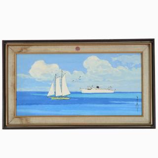 Appraisal: Pai-Sui Ma painting Pai-Sui Ma Chinese - Sailboat and oceanliner