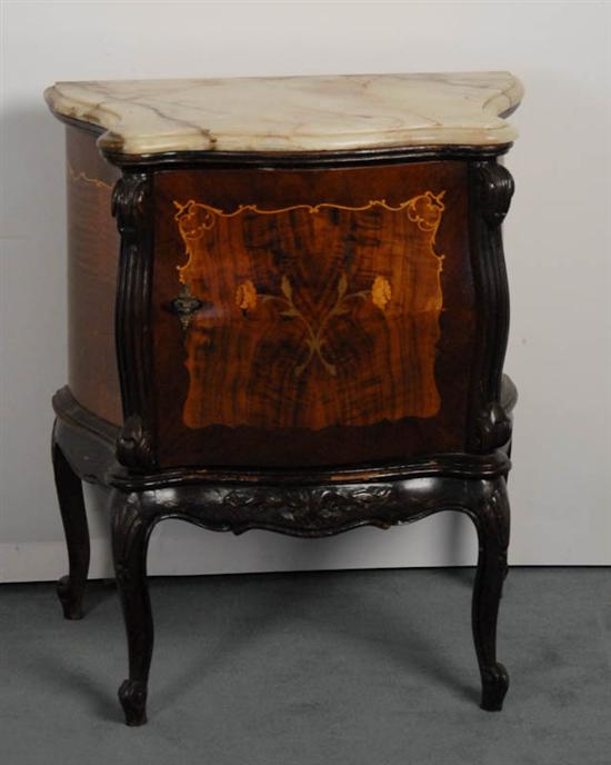 Appraisal: A Pair of French Marquetried Night Stands with Onyx Tops