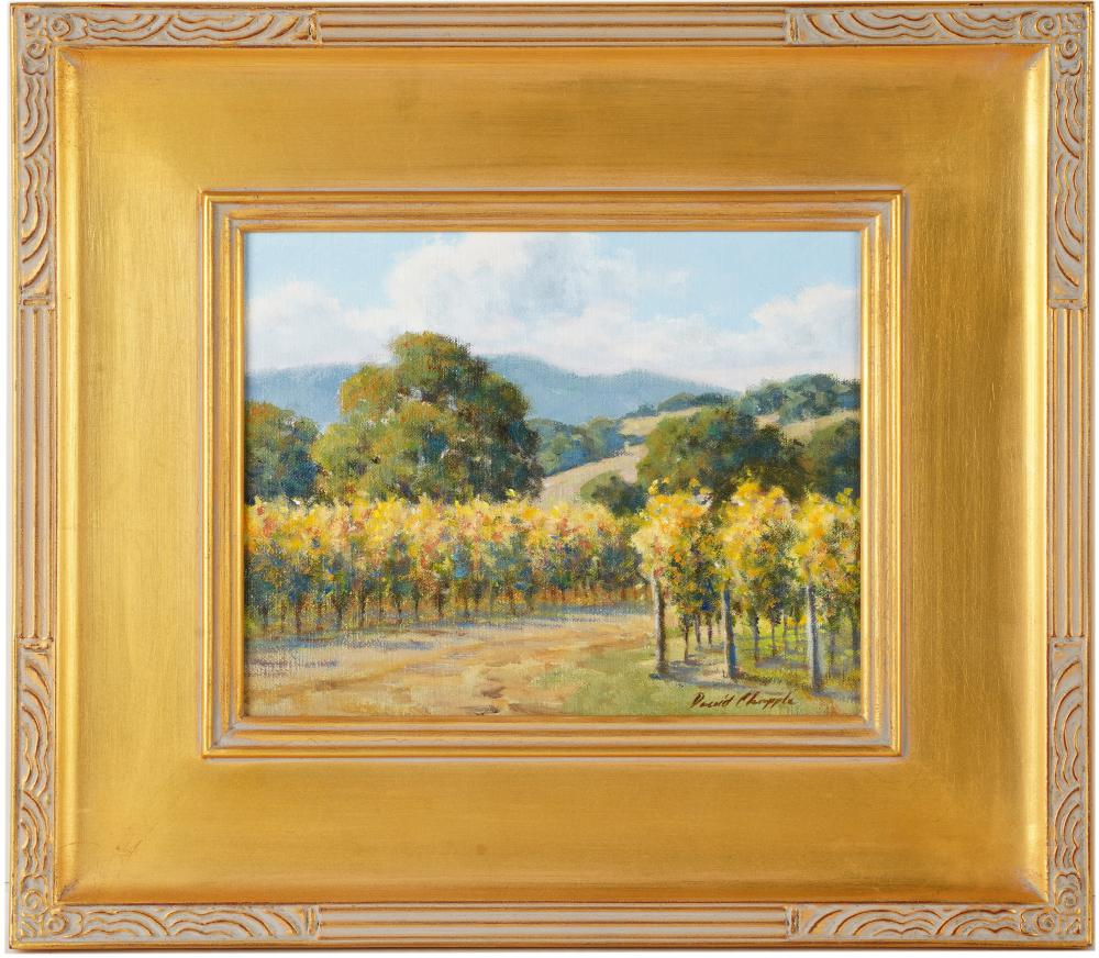 Appraisal: DAVID CHAPPLE B FALL VINEYARD oil on canvasboard signed lower