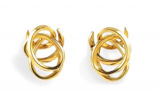 Appraisal: A Pair of Gold Earrings by Raymond Yard Designed as