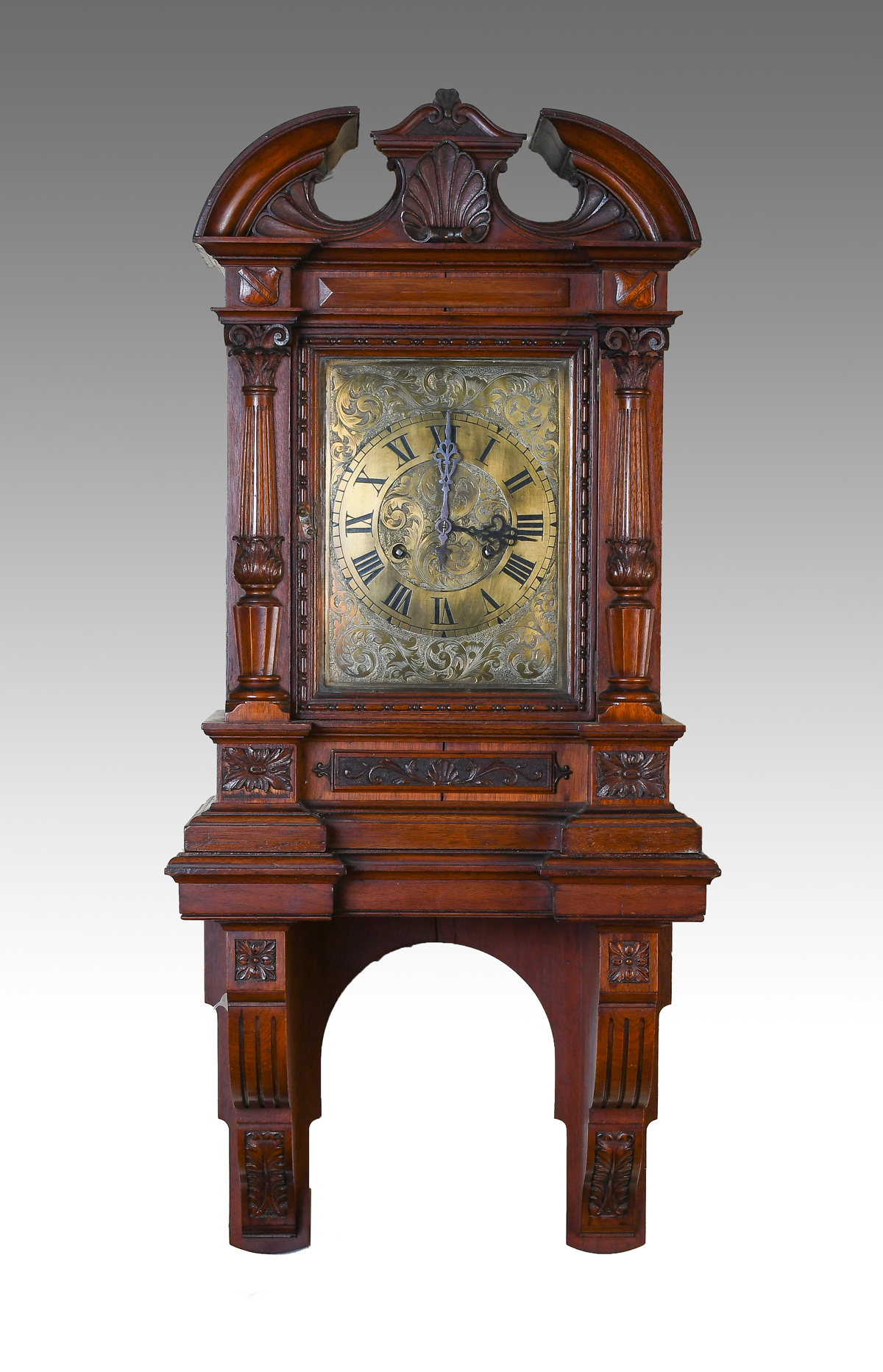 Appraisal: CARVED VICTORIAN BRACKET CLOCK SHELF Carved Mahogany bracket clock having