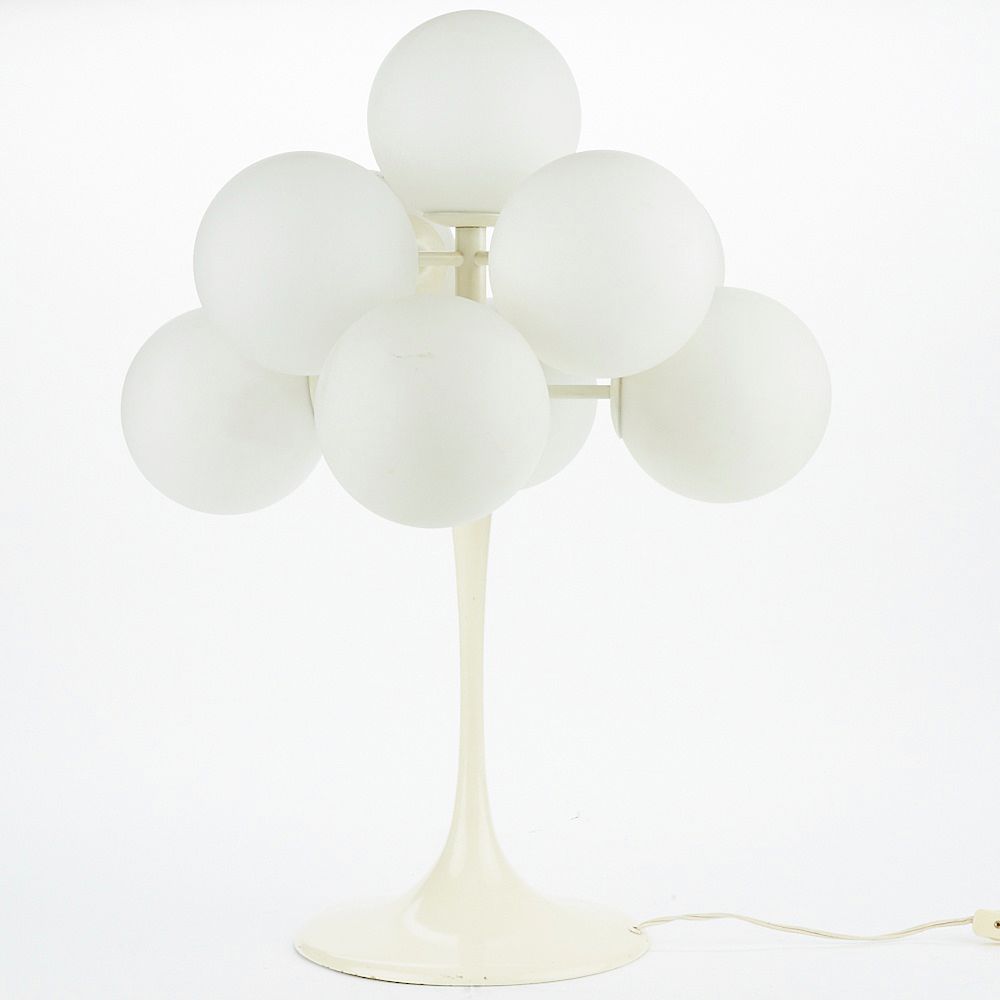 Appraisal: Midcentury Modern Lamp w Spherical Shades One midcentury modern lamp