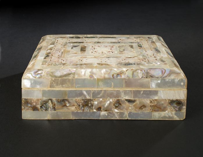 Appraisal: English Carved Mother-of-Pearl and Abalone-Inlaid Jewel Box fourth quarter th