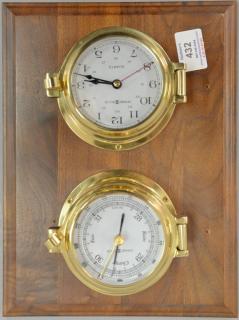 Appraisal: Howard Miller brass nautical clock and barometer x Howard Miller