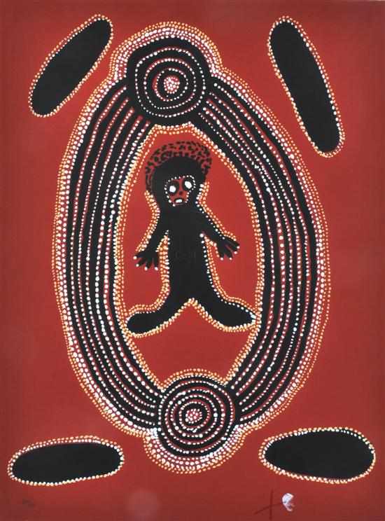 Appraisal: ARTIST UNKNOWN ABORIGINAL th CENTURY Spirit Figure lithograph x cm