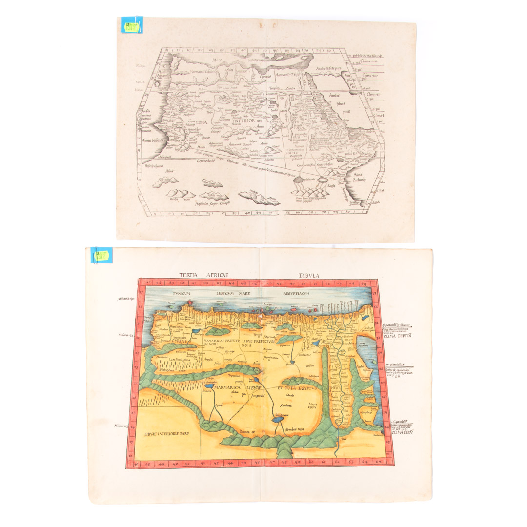 Appraisal: Two woodcut maps of northeastern Africa Two woodcut maps of