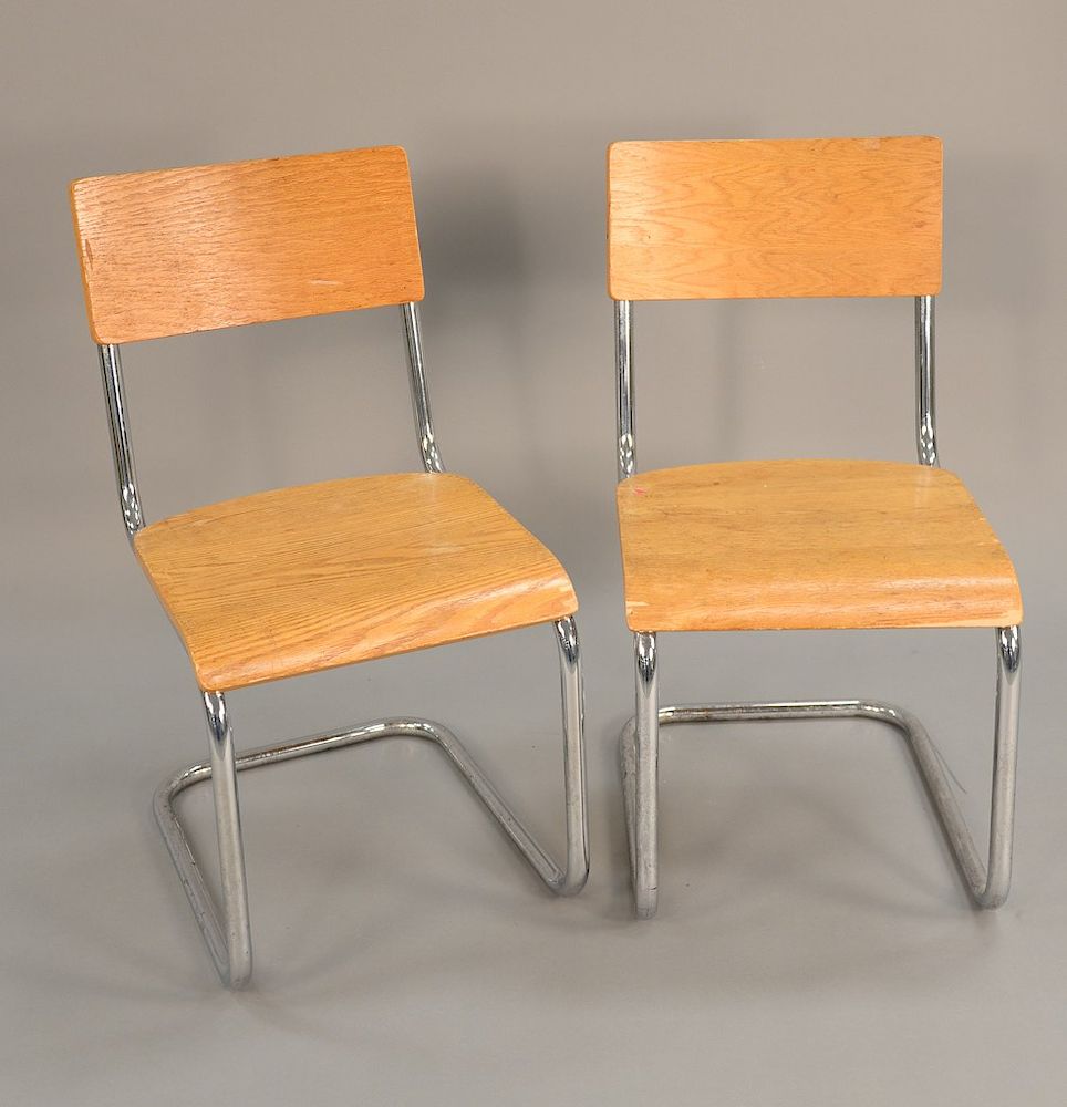 Appraisal: Set of ten Mid-Century side chairs all with chrome frames