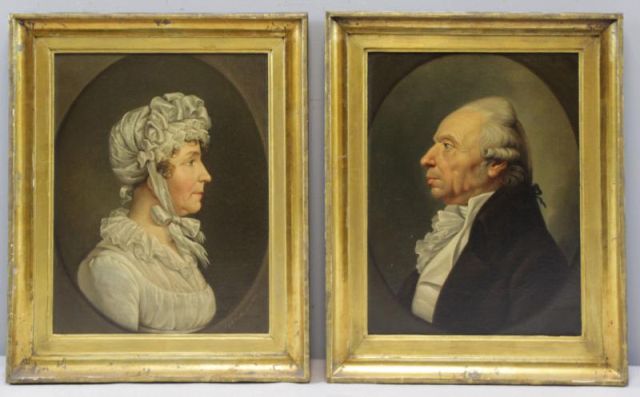 Appraisal: Pair of Early th Century Oil on Canvas PortraitsFemale portrait