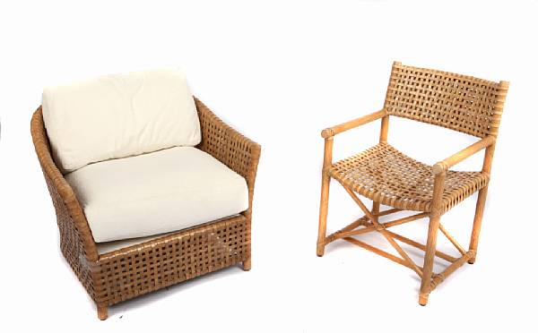 Appraisal: A McGuire laced rawhide armchair and an Antalya Collection laced