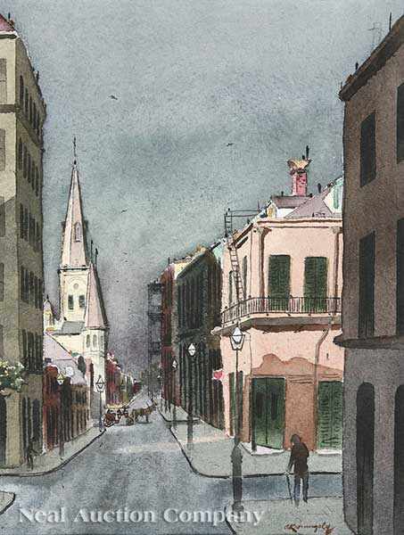 Appraisal: Adolph Kronengold American New Orleans - two watercolors Pirate's Alley