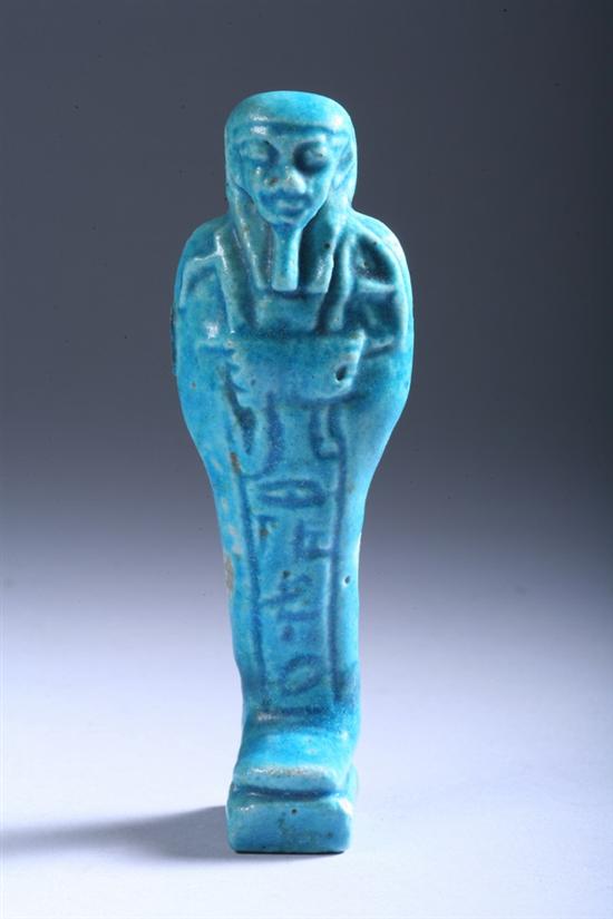 Appraisal: EGYPTIAN FAIENCE USHABTI Late Ptolemaic period - B C Depicted