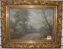 Appraisal: AMERICAN SCHOOL th century Oil on canvas Landscape with early