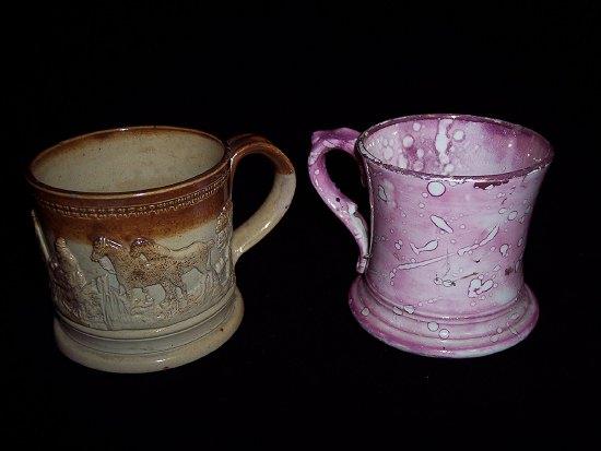 Appraisal: A brown glazed mug decorated a hunting scene in relief