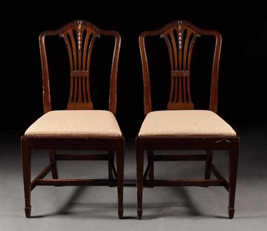 Appraisal: Set of six Potthast Brothers carved mahogany upholstered dining side