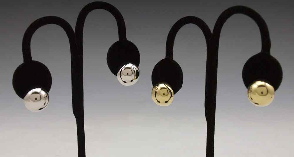 Appraisal: TWO PAIR K GOLD BUTTON EARRINGS K white gold button