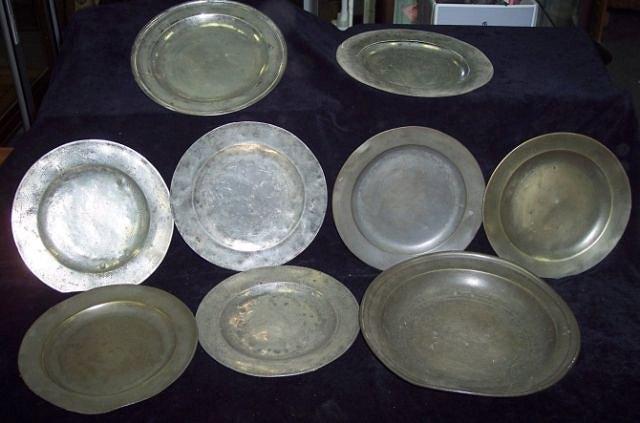 Appraisal: Nine pewter plates various