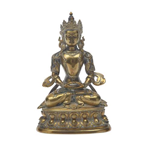 Appraisal: Gilt Bronze Figure of Amitayus Tibet th Century The benevloent