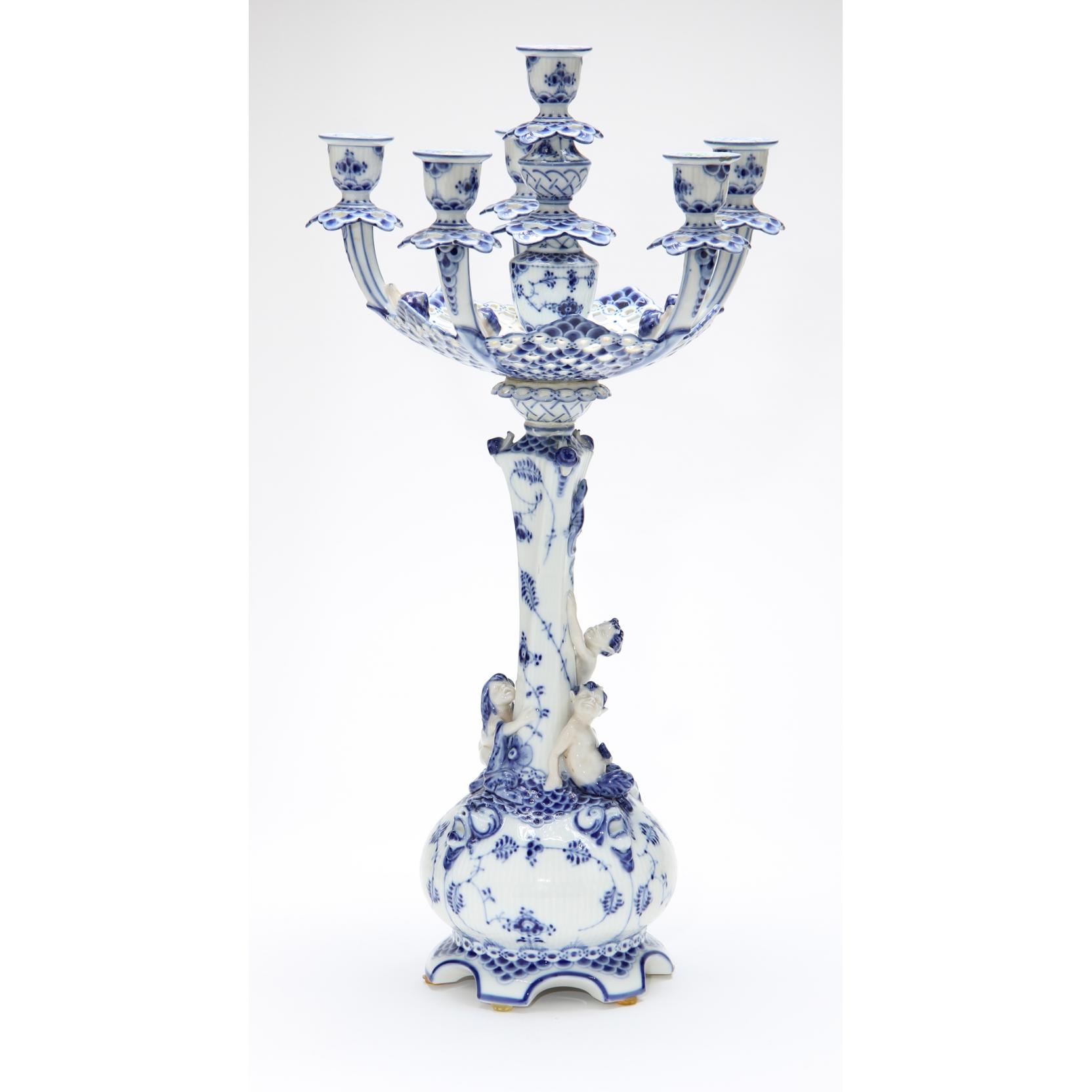 Appraisal: Royal Copenhagen Full Lace Six Arm Candelabra - mark to