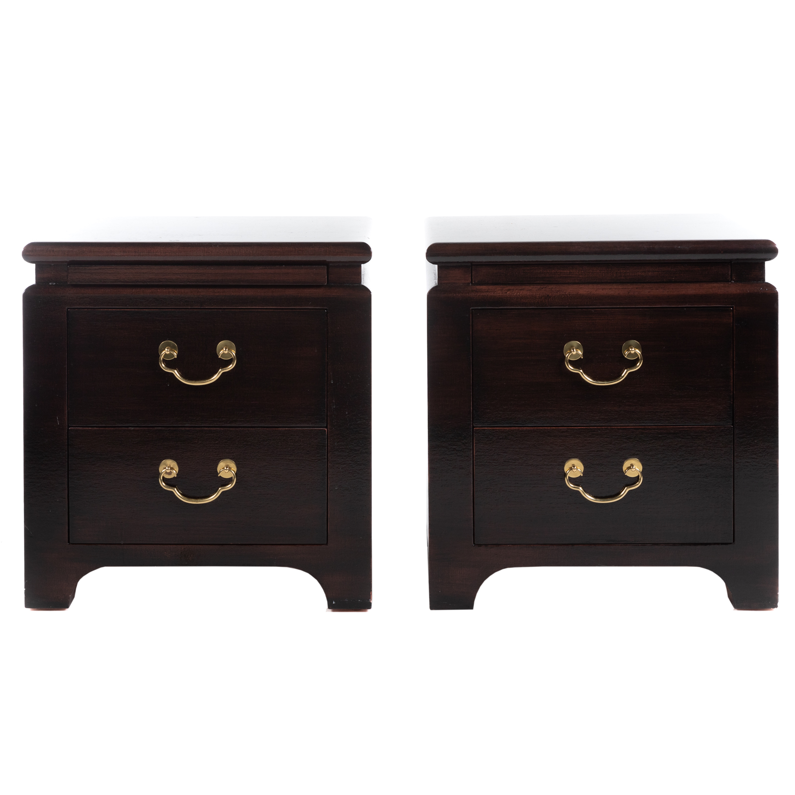 Appraisal: A PAIR OF ASIAN STYLE TWO-DRAWER NIGHT STANDS th century