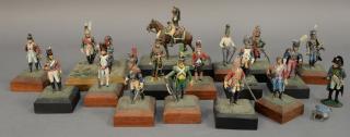 Appraisal: Group of sixteen lead soldiers hand painted most on wood