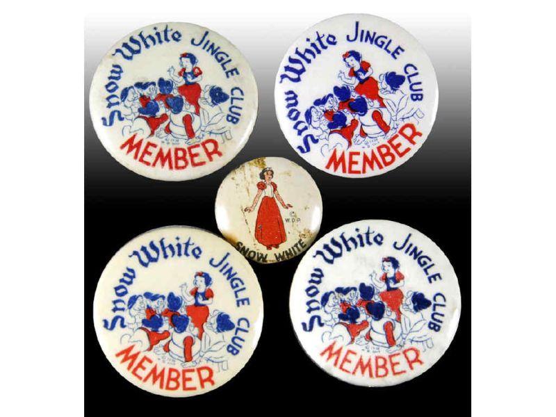 Appraisal: Lot of Disney Snow White Jingle Club Member Description Pinback