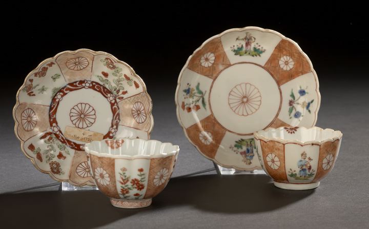 Appraisal: Two Chinese Export Porcelain Teacups and Saucers Qianlong Reign -